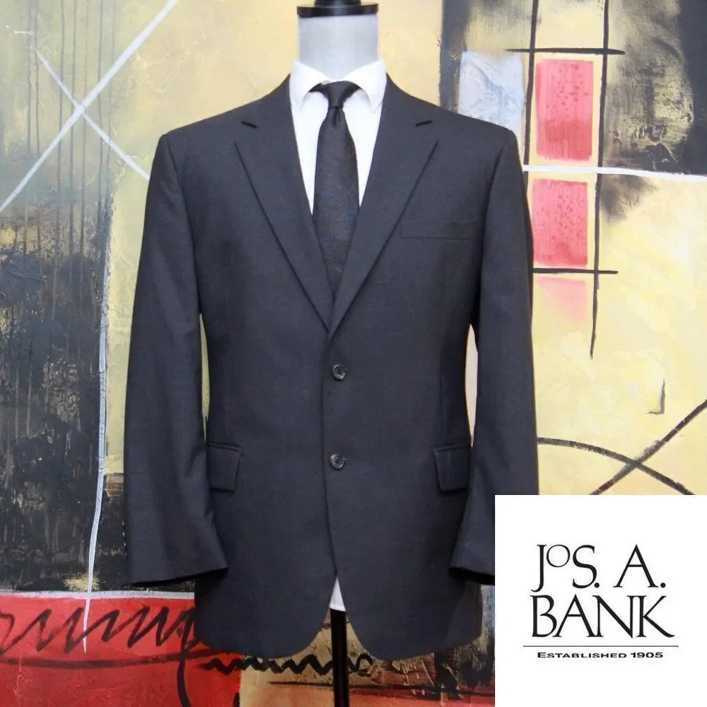 44R JOS A BANK Men's Blazer Sportcoat Jacket Wool Grey C080637